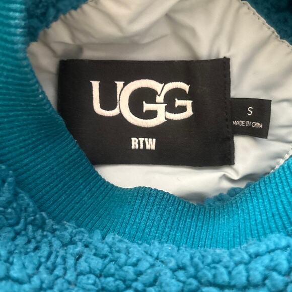 UGG Niko Sherpa Cotton Long Sleeved Front Zip Pocket Banded Bottom CrewneckTop s - Picture 3 of 6